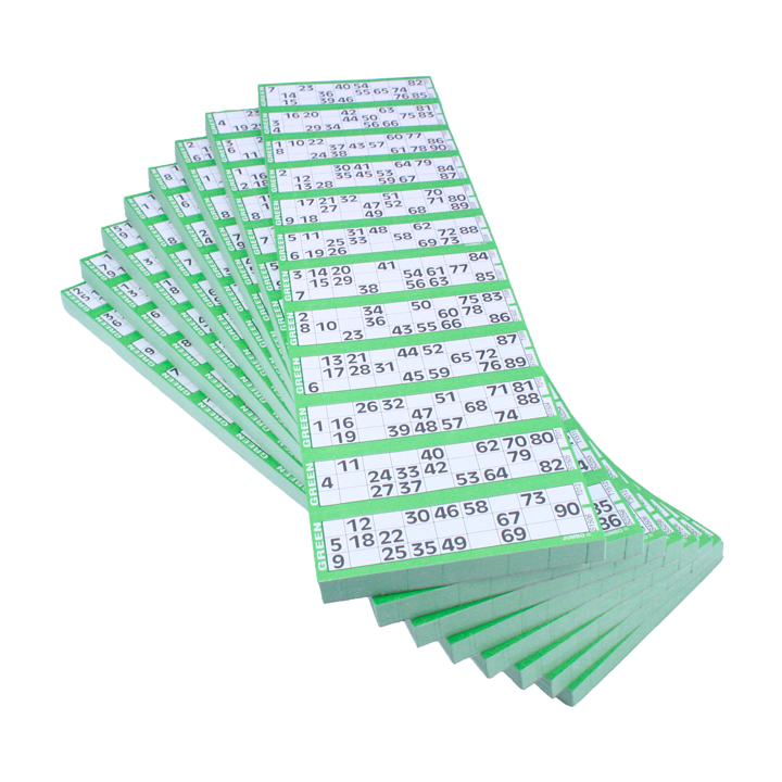 Jumbo Bingo Ticket Singles, 12 to View Pack, Green