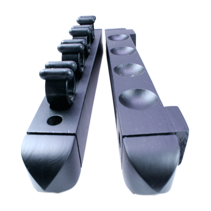4 Cue Wooden Rack & Clips Black